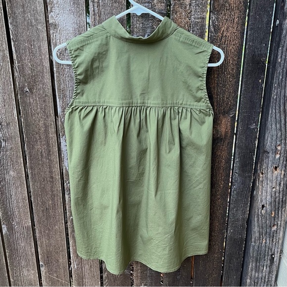 Noble 31 Sleeveless Cotton Blend Button Down Top in Khaki Olive Sz S - Picture 2 of 13